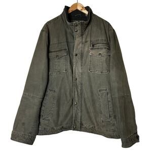 Levis Jacket Size XXL Coat Khaki Green Brown Chore Work Utility Pockets Quilted
